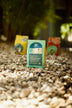 back of packaging for Respé Haitian Coffee in nature on rocky surface